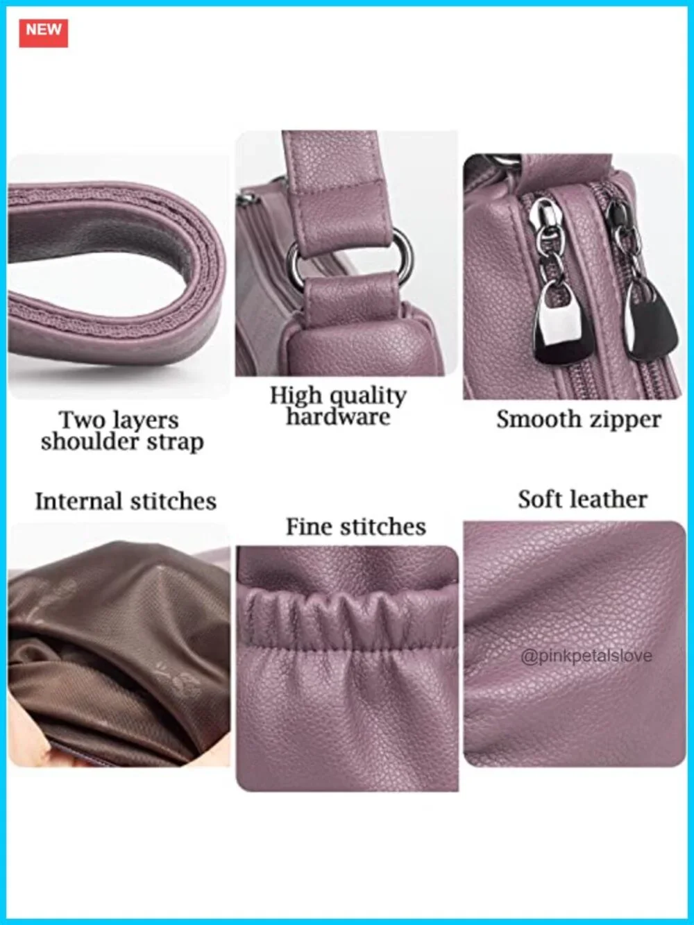 Soft PU Leather Crossbody Satchel Handbag Tote Shoulder Bag Roomy Multi-Pocket
